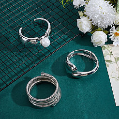 CCBプラスチックバングルセット（女性用）1セット  プラチナ  内径：2.01~2.34インチ（5.1~5.95cm）  3個/セット&nbsp;BJEW-SP0001-36