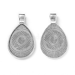 合金カボションセッティングペンダント  ティアドロップ  アンティークシルバー  トレイ：18x25mm  36x21mm&nbsp;X-PALLOY-E436-87AS