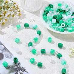 120個 4色 ABSプラスチック イミテーションパール ヨーロピアンビーズ  大穴ビーズ  バレル  ツートン  ミックスカラー  11~12x11mm  穴：5~6.5mm  30個/カラー&nbsp;FIND-SC0022-07A