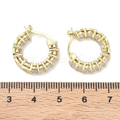 Brass Micro Pave Clear Cubic Zirconia Hoop Earrings&nbsp;EJEW-C181-02G