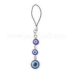 Handmade Evil Eye Lampwork & Resin Pendant Mobile Straps&nbsp;HJEW-JM04507