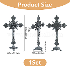 Religion Alloy Crucifix Cross Statue Display Decorations&nbsp;DJEW-WH0043-105A
