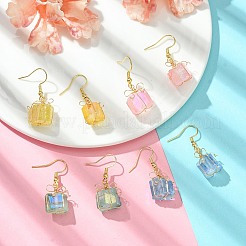 女性用天然クォーツダングルイヤリング4組  贈り物  ゴールドカラー  ミックスカラー  32x19mm&nbsp;EJEW-TA00561
