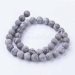 天然マップ石/ピカソ石/ピカソジャスパービーズ連売り  艶消し  ラウンド  10~10.5mm  穴：1.5mm  約38個/連  14.5~14.7インチ（37~37.5cm）&nbsp;G-G735-27F-10mm