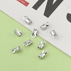 変色しにくい304ステンレススチール製折り返し式圧着コードエンド  ステンレス鋼色  8x4x3mm  穴：2mm  3x5mm内径&nbsp;X-STAS-M009-01A