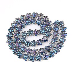 電気メッキガラスビーズセット  花  ディープスカイブルー  12x12.5x7mm  穴：1mm  約54~55個/連  24.57~24.96インチ（62.4~63.4cm）&nbsp;EGLA-T028-02Q