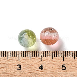 金箔入りグラデーションカラー透明樹脂ビーズ  ラウンド  ミックスカラー  8mm  穴：1.8mm&nbsp;RESI-A035-10A