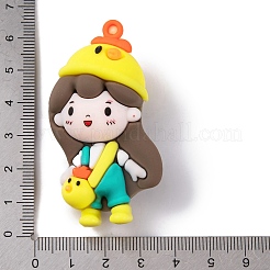12 中国の十二支の女の子人形 PVC プラスチックペンダント  ひよこ  58.5x29x22mm  穴：3mm&nbsp;KY-S172-16J