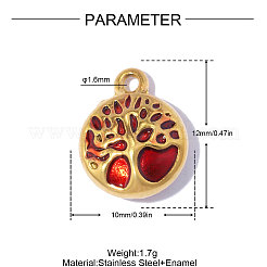 304 Stainless Steel with Red Enamel Charms&nbsp;SA-OY001-22G