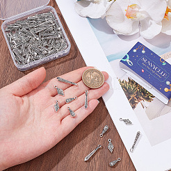 120pcs3スタイルチベットスタイルアロイペンダント  アンティークシルバー  混合図形  14.5~25.5x5~7.5x2~5mm  穴：1.5~2.5mm  40個/スタイル&nbsp;FIND-SC0025-52
