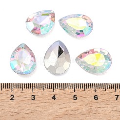 模造台湾アクリルラインストーンカボション  尖ったバック＆ファセット  ティアドロップ  クリアAB  ABカラー  18x13x5mm  約500個/袋&nbsp;GACR-A017-13x18mm-17