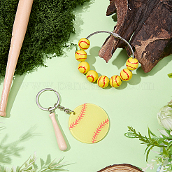 1Pc Baseball Wood Pendant Decorations&nbsp;FIND-BM0001-57A