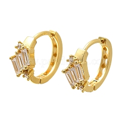 Brass Micro Pave Clear Cubic Zirconia Hoop Earrings&nbsp;EJEW-C126-12G