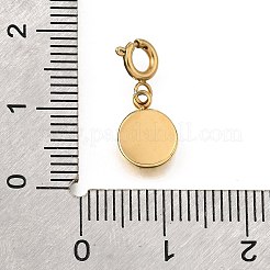 Flat Round with Heart 304 Stainless Steel Rhinestone Pendant Decorations&nbsp;STAS-H202-11G