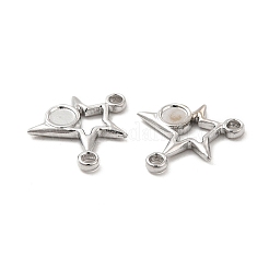 変色しない304ステンレススチール製カボションコネクタセッティング  スター  ステンレス鋼色  トレイ：4mm  13x17x2mm  穴：1.8mm&nbsp;LS-STAS-B032-41P