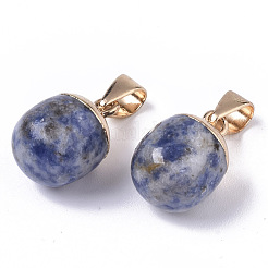 Top Golden Plated Natural Blue Spot Jasper Pendants&nbsp;G-T131-03E