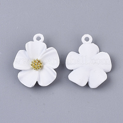 スプレープリント合金ペンダント  花  ホワイト  23.5x19.5x6mm  穴：1.8mm&nbsp;PALLOY-N0147-03E