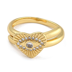 2Pcs 2 Styles Brass Micro Pave Cubic Zirconia Adjustable Rings for Women&nbsp;RJEW-P127-14G