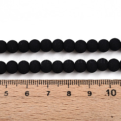 オペークガラスビーズ連売り  ラウンド  艶消し  ブラック  6~6.5mm  穴：0.9mm  約67~69個/連  14.57~14.96''（37~38センチメートル）&nbsp;GLAA-T032-P6mm-MD01