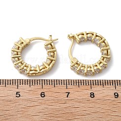 ブラスマイクロパヴェクリアキュービックジルコニアフープピアス  長持ちメッキ  リング  18KGP本金メッキ  17.5x18.5x3mm  ピン：0.5x1mm&nbsp;EJEW-K083-42G