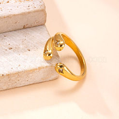 Irregular 304 Stainless Steel Cuff Open Rings for Women&nbsp;WG10E64-01