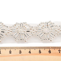 ポリエステルフラワーレーストリム  abs模造パールビーズとガラス  フローラルホワイト  7/8インチ（22mm）&nbsp;OCOR-A007-07