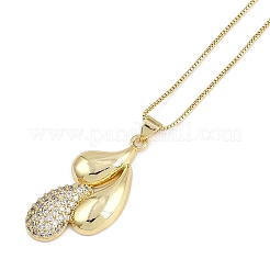 Brass Micro Pave Clear Cubic Zirconia Pendant Box Chain Necklaces for Women&nbsp;NJEW-U015-08G-03