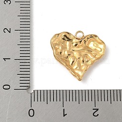304ステンレスペンダント  テクスチャ  ハートチャーム  18KGP本金メッキ  17x18x2.5mm  穴：2mm&nbsp;STAS-P388-13G