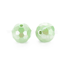 不透明なアクリルビーズ  多面カット  染め  ABカラー  ラウンド  薄緑  12x11.5mm  穴：1.8mm  約560個/500g&nbsp;TACR-S154-10F-01