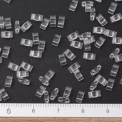 MIYUKIハーフティラビーズ  日本製シードビーズ  2の穴  （htl131)クリスタル  5x2.3x1.9mm  穴：0.8mm  約2500個/100g&nbsp;SEED-J020-HTL131