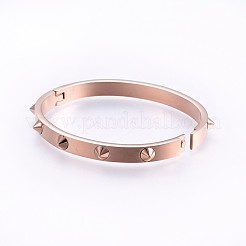 パンクロックスタイル  304ステンレススチールバングル  ミックスカラー  2-1/4インチ（5.7cm）x1-7/8インチ（4.8cm）  6mm&nbsp;BJEW-P222-11