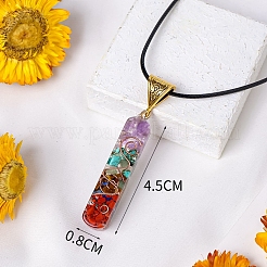 Resin with Gemstone inside 7 Chakra Pendant Necklaces&nbsp;PW-WG74B6A-01