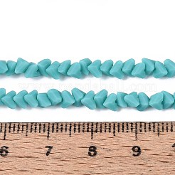 曇った不透明なガラスビーズの連売り  三角形  多面カット  ダークターコイズ  3~3.5x4~4.5x4~4.5mm  穴：0.8mm  約121~131個/連  14.37~15.35インチ（36.5~39cm）&nbsp;GLAA-N017-4mm-19