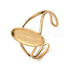 Oval 304 Stainless Steel Open Cuff Bangle Makings with Bezel Tray&nbsp;SA-CBABF3F-02G-02
