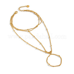 女性用304ステンレススチール製多層フィンガーリングブレスレット  ゴールドカラー  6.89インチ（17.5cm）&nbsp;GL7273