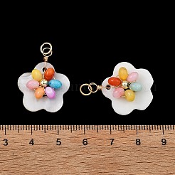 Dyed Natural Freshwater Shell Copper Wire Wrapped Pendants&nbsp;PALLOY-JF05827