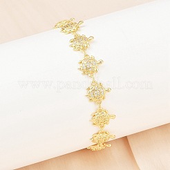 Brass Micro Pave Clear Cubic Zirconia Link Chain Bracelets for Women&nbsp;BJEW-A090-11C-G