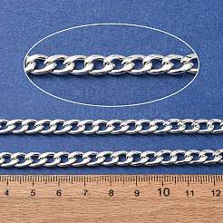 304ステンレススチールキューバチェーン  溶接されていない  スプールで  銀  9x6x1.5mm&nbsp;SA-CBA4160-17S