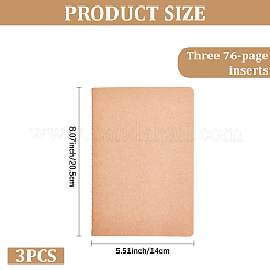 A3用紙の空白ノート5冊  長方形  淡い茶色  205x139x6mm&nbsp;AJEW-CP0009-80B