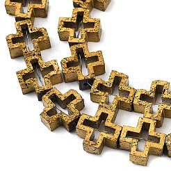 Electroplated Natural Lava Rock Beads Strands&nbsp;G-K388-02E