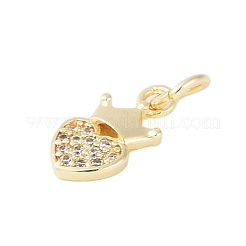 Rack Plating Brass Micro Pave Clear Cubic Zirconia Charms&nbsp;KK-Z060-18G