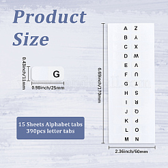 紙文字粘着ステッカー15枚  ブックファイル用のアルファベットバインダー仕切り  ホワイト  170x60x0.2mm&nbsp;DIY-SP0006-56A