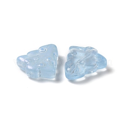 染色・加熱したガラスビーズ  金箔  バブル効果  クリスマスツリー  アリスブルー  16x15x5.5mm  穴：0.8mm&nbsp;GLAA-B009-02C