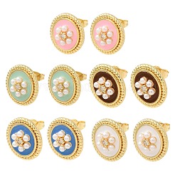 Brass Micro Pave Clear Cubic Zirconia Stud Earrings&nbsp;KK-CBADE12-06G
