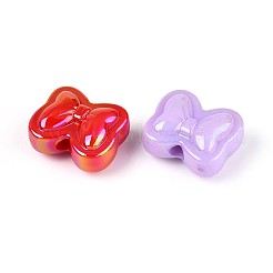 UVメッキ不透明アクリルビーズ  虹色の  蝶結び  ミックスカラー  17x20.5x10.5mm  穴：3.5mm&nbsp;OACR-T028-60