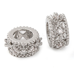 Brass Micro Pave Cubic Zirconia European Beads&nbsp;KK-K378-39P