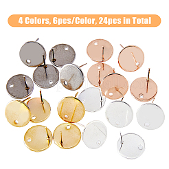 24Pcs 4 Colors 201 Stainless Steel Stud Earring Findings&nbsp;STAS-FH0001-78