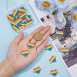 30Pcs Rainbow Color Alloy Enamel Connector Charms&nbsp;ENAM-HY0001-15