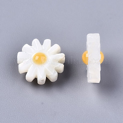 パールシェルビーズの天然な白いシェルマザーオブパール  花  貝殻色  10x5mm  穴：0.8mm&nbsp;SHEL-S266-13A