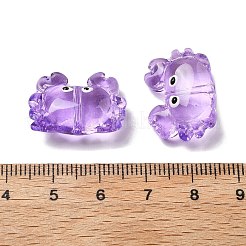 透明なガラスエナメルビーズ  カニ  ライラック  15x21x8mm  穴：1.4mm&nbsp;LAMP-V001-08E